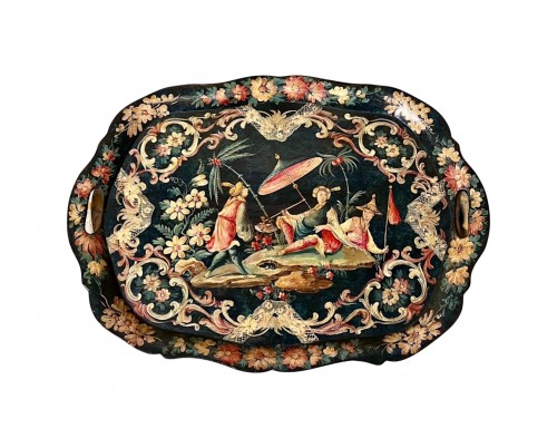 A mid-18th century Venetian lacquered tray