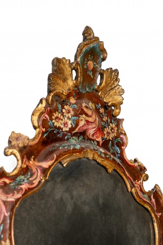 Venetian Mirror In Lacquered And Gilded Wood - Mirrors, Trumeau Style Louis XV