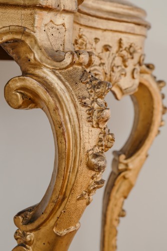 Venetian Console In Gilded Wood, Louis XV - Louis XV