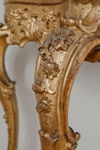 Louis XV - Venetian Console In Gilded Wood, Louis XV