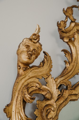 Paire de miroirs italiens en bois doré d'époque Louis XV - Miroirs, Trumeaux Style Louis XV