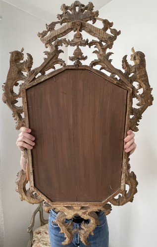 Paire de miroirs italiens en bois doré d'époque Louis XV - Louis XV