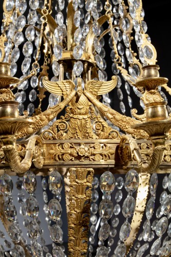 Important Empire gilt-bronze mounted cristal chandelier with 26 lights   - Lighting Style Empire