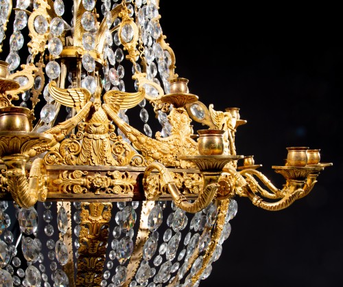 Important Empire gilt-bronze mounted cristal chandelier with 26 lights   - Empire