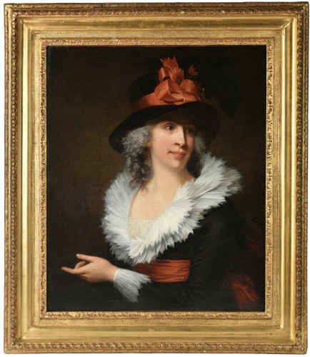 Jean-Laurent Mosnier (1743-1808) - Portrait de femme daté 1796 - Tableaux et dessins Style Directoire