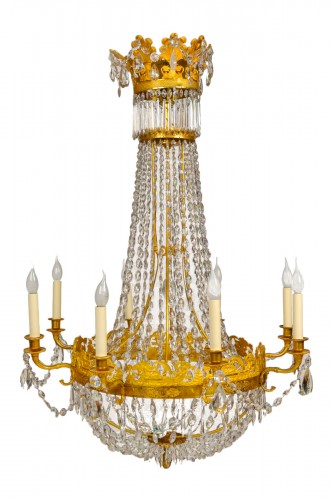 Empire gilt-bronze mounted crystal chandelier