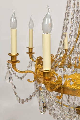 Empire gilt-bronze mounted crystal chandelier - Lighting Style Empire