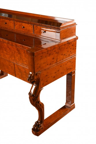 Large mahogany bureau in mahogany and plum pudding mahogany veneer - Furniture Style Restauration - Charles X