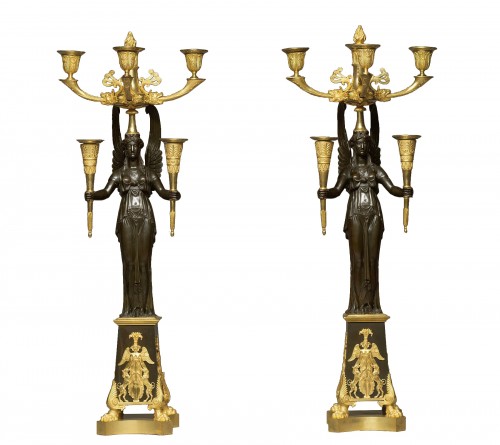 Paire de candélabres d'époque Empire, attribué à Claude Galle