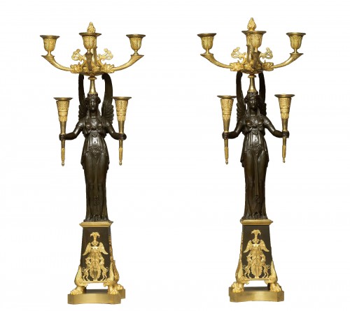 Paire de candélabres d'Époque Empire, attribué à Claude Galle