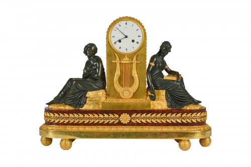 Empire clock "l’allégorie de la méditation et des études" signed Galle