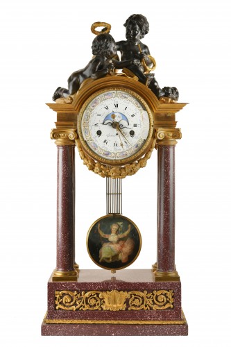 Exeptionelle Pendule en porphyre d'époque Louis XVI
