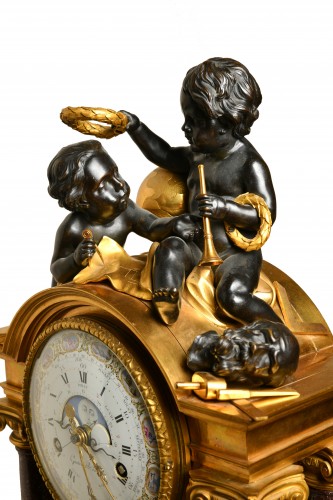 Exeptionelle Pendule en porphyre d'époque Louis XVI - Horlogerie Style Louis XVI