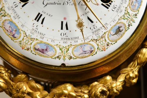 XVIIIe siècle - Exeptionelle Pendule en porphyre d'époque Louis XVI