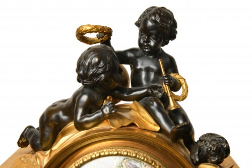 Antiquités - Exeptionelle Pendule en porphyre d'époque Louis XVI