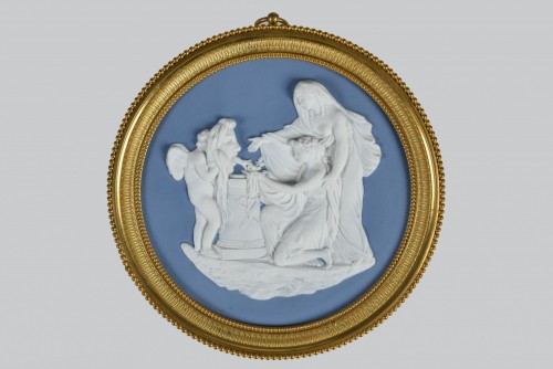 Important Empire Period Medaillon, Attributed To Manufacture De Nast, Paris - Porcelain & Faience Style Empire