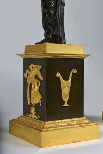 A pair of Empire Period, ormolu and patinated bronze candelabra - Empire