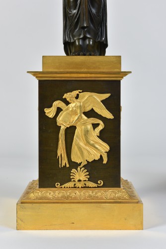Empire - A pair of Empire Period, ormolu and patinated bronze candelabra