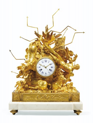 Important Consulat Ormoulu Mantel Clock, Depicting The Fall Of Phaeton