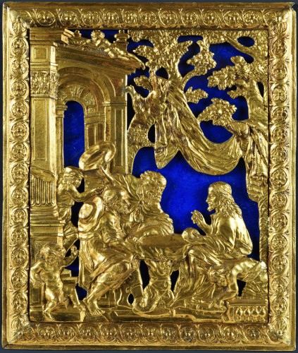 A GILT BRONZE AND LAPIS LAZULI PANEL, Rome circa 1700