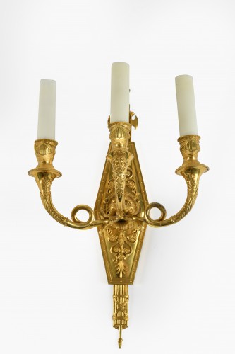 Pair of Ormoulu wall lights attributed to Lucien-François Feuchère (1780–1828) - Lighting Style Restauration - Charles X