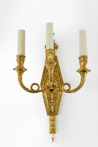 Lighting  - Pair of Ormoulu wall lights attributed to Lucien-François Feuchère (1780–1828)