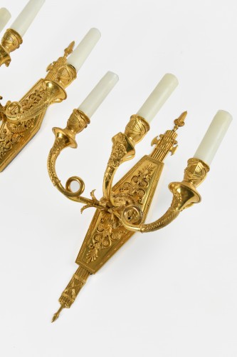 19th century - Pair of Ormoulu wall lights attributed to Lucien-François Feuchère (1780–1828)