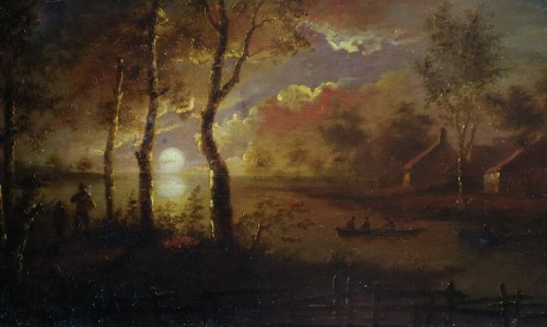 River Landscape In Moonlight, attrinuted to Aert Van Der Neer (1603–1677)  - Paintings & Drawings Style Louis XIII