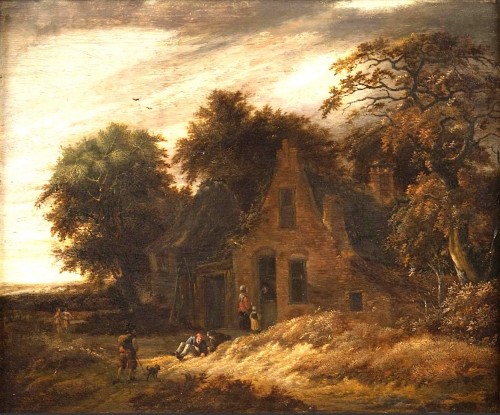 Animated Landscape Attributed To Roelof van Vries (1630 - 1681) - Paintings & Drawings Style Louis XIV