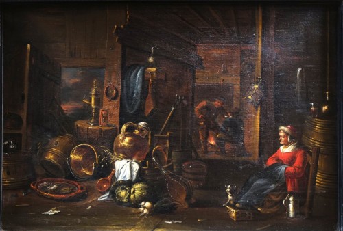 Scène de cuisine, École flamande début XVIIIe siècle attribué à Hendrick Martensz SORGH