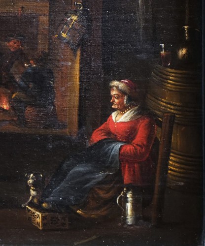 Paintings & Drawings  - Elderly Woman in a Kitchen, Flemish School early 18th century attributed to Hendrick Martensz SORGH