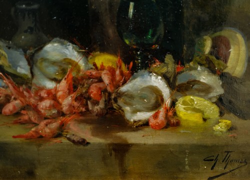 Charles Thomas (1857 - 1892) Nature morte aux huitres et crevettes - Gallery Judith et Jean de Beaumont