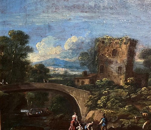  Landscape With Washerwomen, Italian School, Late 17th Century - Paintings & Drawings Style 