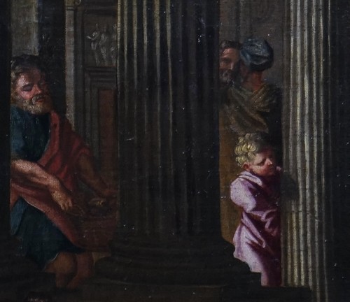 Paintings & Drawings  - Jesus and the adulterous woman, 17th-century Romano-bolonese School