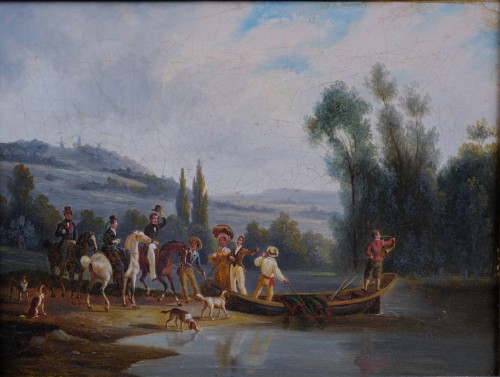 Boat ride and departure for the hunt, 19th Century French School