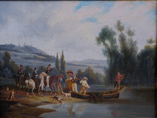 Boat ride and departure for the hunt, 19th Century French School - Paintings & Drawings Style 