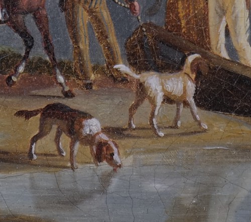 Paintings & Drawings  - Boat ride and departure for the hunt, 19th Century French School