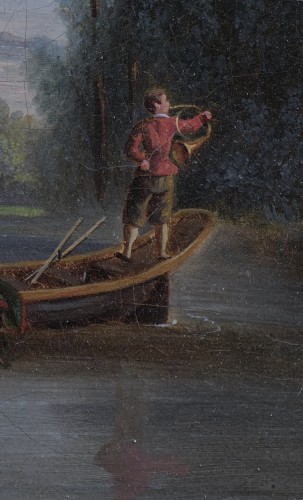 Boat ride and departure for the hunt, 19th Century French School - 