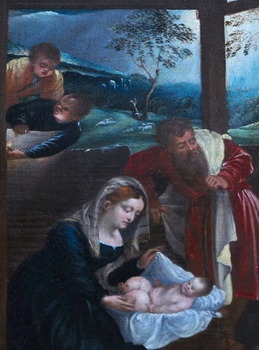 Tableaux et dessins  - Nativité, école italienne du XVIIe siècle d'après Titien