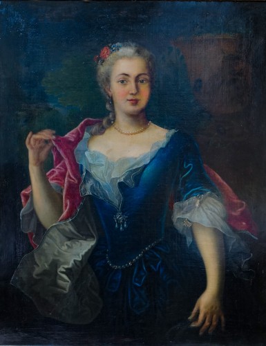 Jeune femme, Ecole francaise du 18e siècle - Tableaux et dessins Style Louis XV