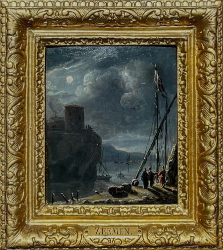 Clair de lune, école hollandaise du XVIIe siècle - Tableaux et dessins Style 