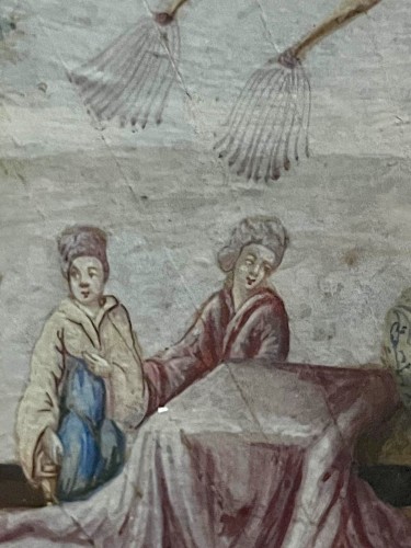 Feuille d’éventail peinte aux chinoiseries, École française vers 1750-1770 - Louis XV