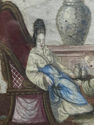 Louis XV - Feuille d’éventail peinte aux chinoiseries, École française vers 1750-1770
