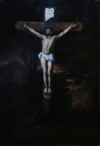 Christ en croix, école française du 17e siècle - Tableaux et dessins Style Louis XIV