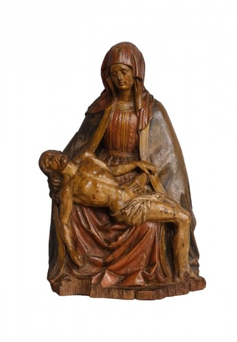 Pietà ou Vierge de Pitié en bois polychrome - Époque début XVIIe