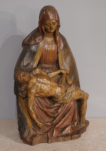 Pietà ou Vierge de Pitié en bois polychrome - Époque début XVIIe - Sculpture Style Louis XIII