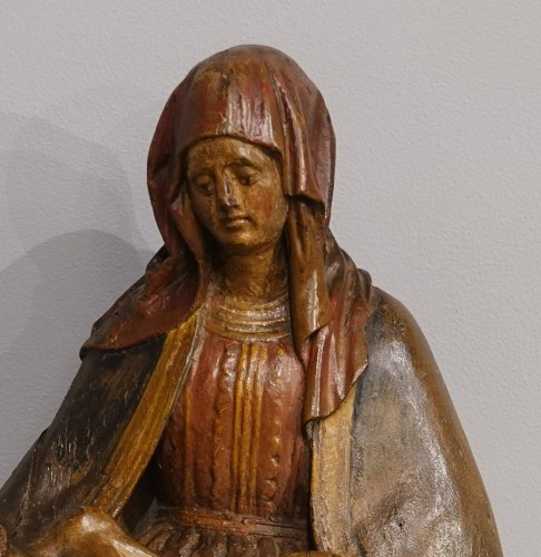 Pietà ou Vierge de Pitié en bois polychrome - Époque début XVIIe - Louis XIII