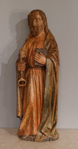 Saint Pierre – Burgondo Flamand  XVe siècle - Sculpture Style Moyen Âge