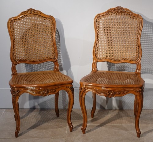 Sièges Chaise - Ensemble de six chaises cannées, Nogaret à Lyon XVIIIe siècle