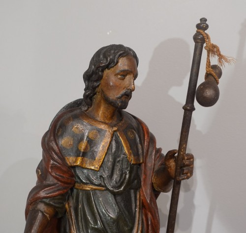 St Roch en bois sculpté polychrome du XVIIIe siècle - Gérardin et Cie